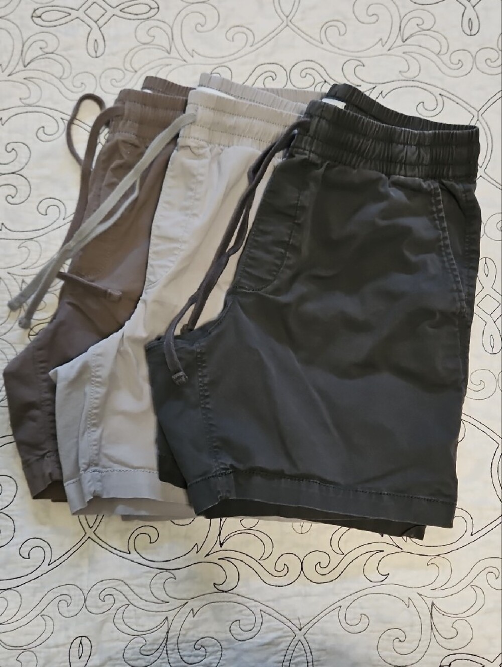 Men's COTTON Shorts in Gray, Tan and Olive
